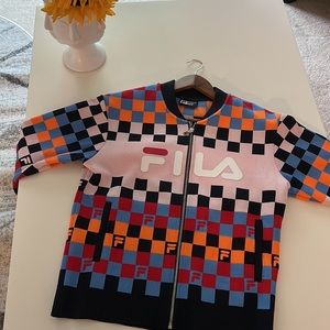 🌈FILA colored knitwear jacket with size 165cm